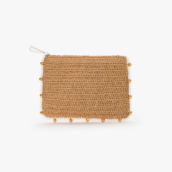 Mehry Mu Terra Beads Clutch Natural/White