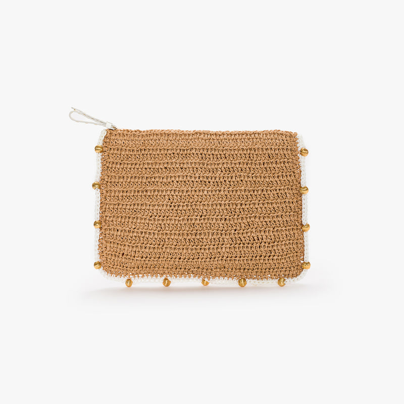 Mehry Mu Terra Beads Clutch Natural/White