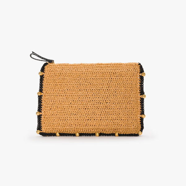 Mehry Mu Terra Beads Clutch Natural/Black