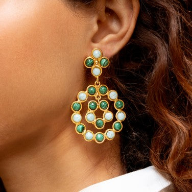 Sylvia Toledano Flower Candies Malachite and Amazonite Earrings