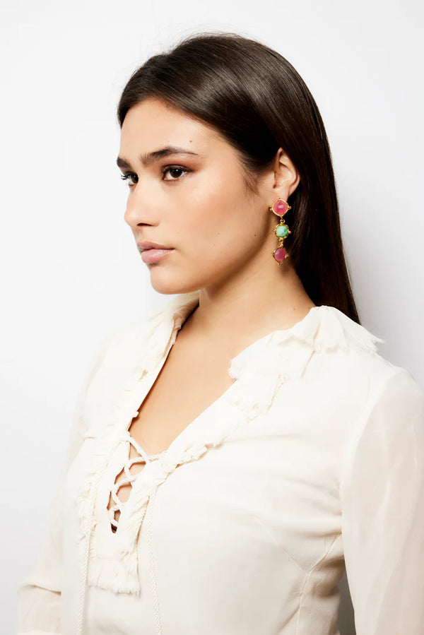 Sylvia Toledano Medicis Earrings Pink Jade & Chryspoprase