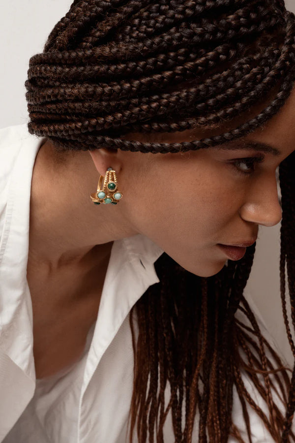 Sylvia Toledano Thalita Earrings Malachite & Amazonite