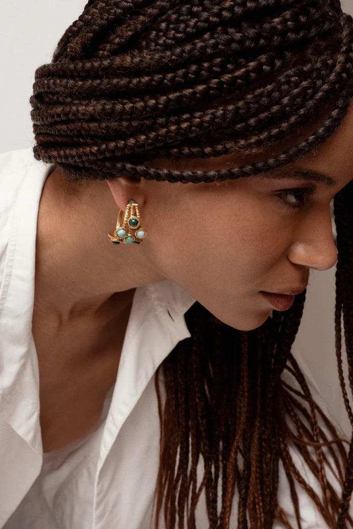 Sylvia Toledano Thalita Earrings Malachite & Amazonite