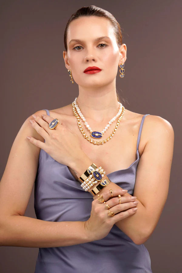 Cristina Sabatini Inspire Pearl Necklace Lapis