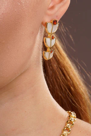 Cristina Sabatini Symmetry Drop Earrings White Mother of Pearl