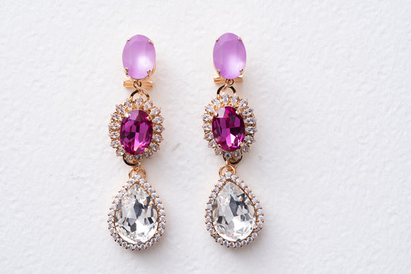 Anton Heunis Fuchsia Triple Tear Chandelier Earrings