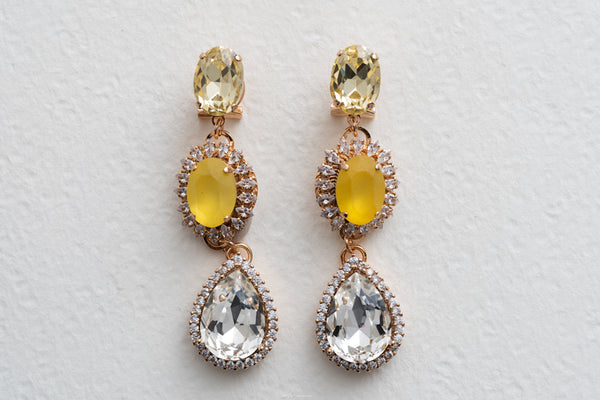 Anton Heunis Yellow Triple Tear Chandelier Earrings