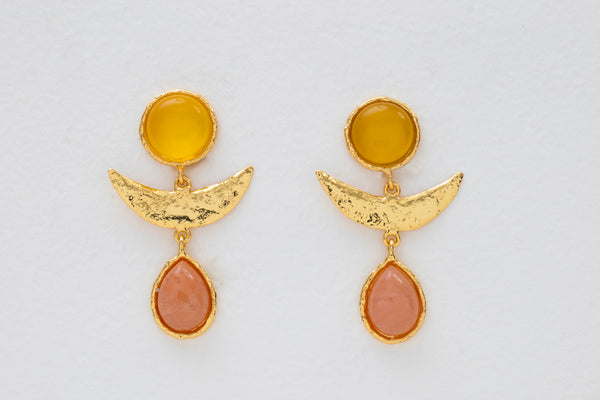 Sylvia Toledano Sunset Earrings Yellow Onyx and Golden Jasper