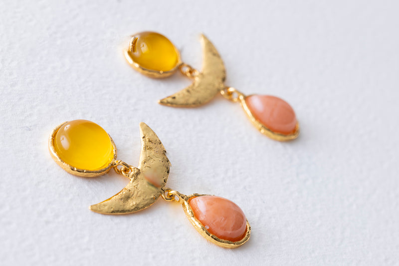 Sylvia Toledano Sunset Earrings Yellow Onyx and Golden Jasper