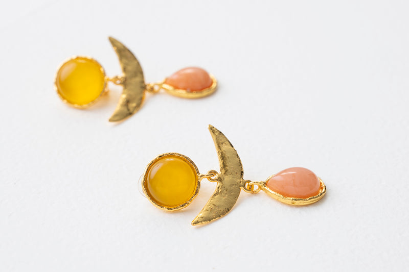 Sylvia Toledano Sunset Earrings Yellow Onyx and Golden Jasper