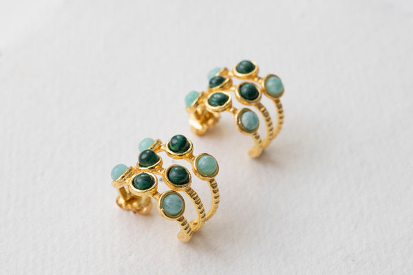 Sylvia Toledano Thalita Earrings Malachite & Amazonite