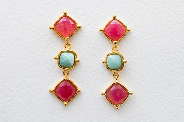 Sylvia Toledano Medicis Earrings Pink Jade & Chryspoprase