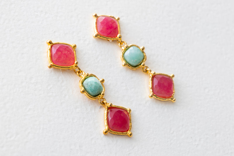 Sylvia Toledano Medicis Earrings Pink Jade & Chryspoprase