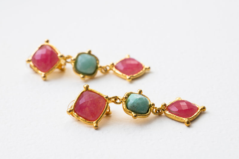 Sylvia Toledano Medicis Earrings Pink Jade & Chryspoprase