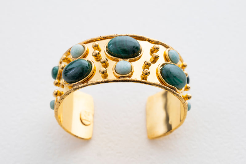 Sylvia Toledano Manchette Byzantine Malachite & Amazonite Cuff