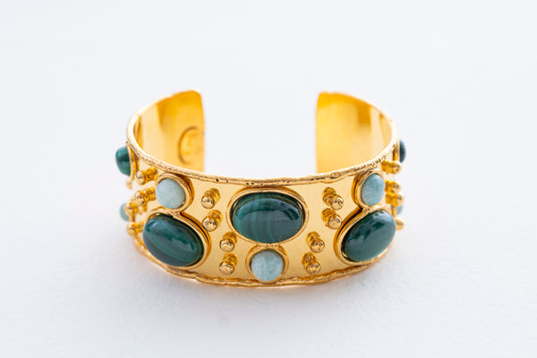 Sylvia Toledano Manchette Byzantine Malachite & Amazonite Cuff