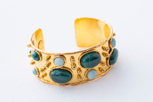 Sylvia Toledano Manchette Byzantine Malachite & Amazonite Cuff
