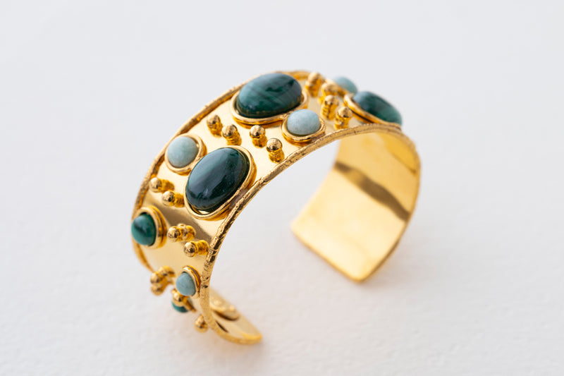 Sylvia Toledano Manchette Byzantine Malachite & Amazonite Cuff