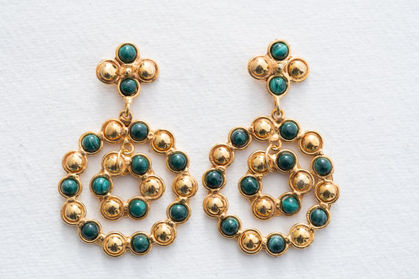 Sylvia Toledano Flower Candies Malachite and Gold Earrings