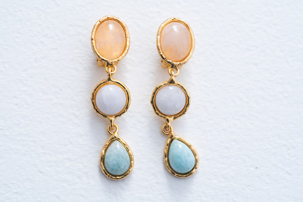 Sylvia Toledano Pink Quartz,Moonstone,Amazonite Cascade Earrings