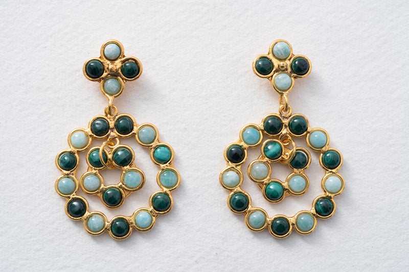 Sylvia Toledano Flower Candies Malachite and Amazonite Earrings