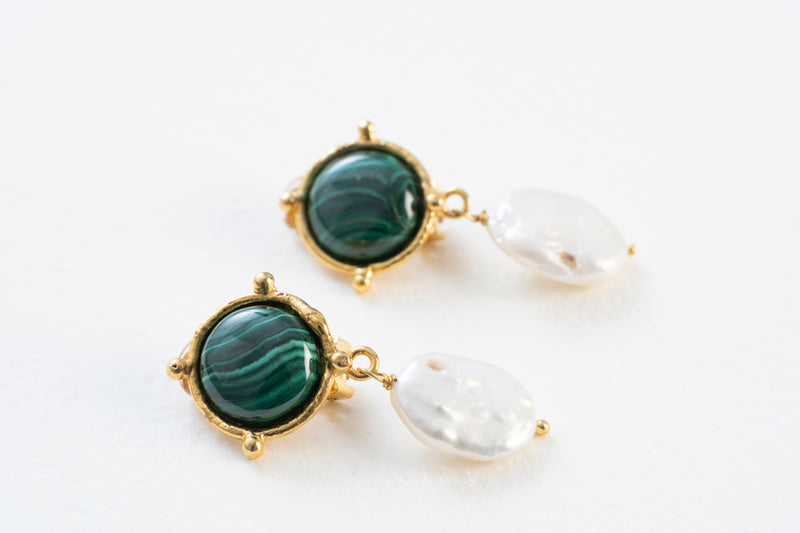 Sylvia Toledano Diane Malachite & Pearl Earrings