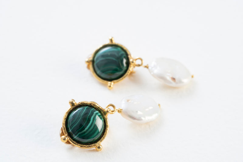 Sylvia Toledano Diane Malachite & Pearl Earrings