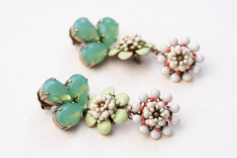 Julie Sion Camelia Trefle Mint Earrings