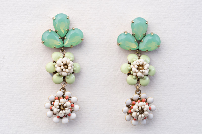 Julie Sion Camelia Trefle Mint Earrings