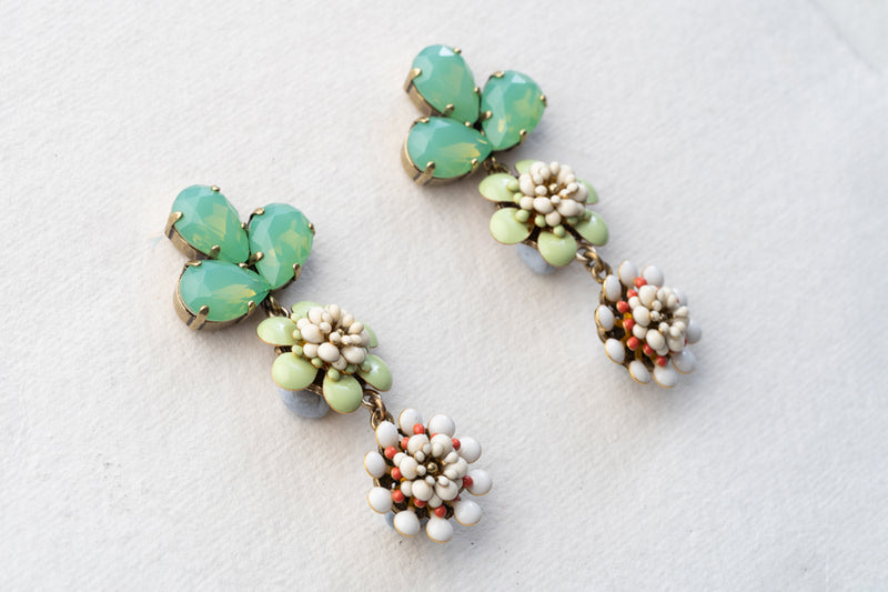 Julie Sion Camelia Trefle Mint Earrings