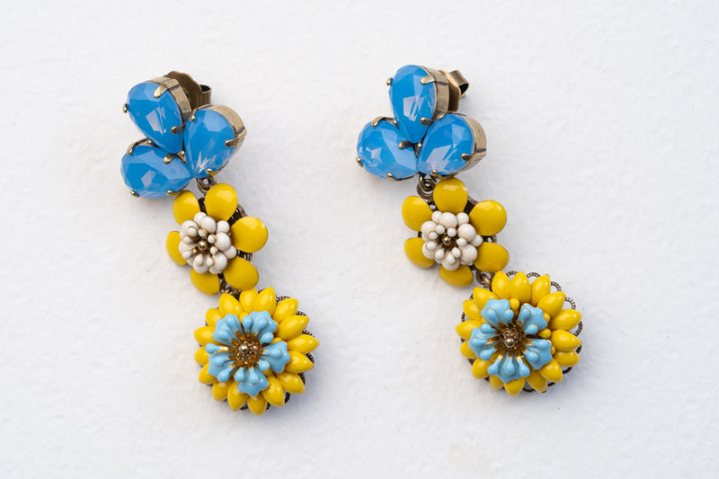 Julie Sion Camelia Trefle Blue Earrings