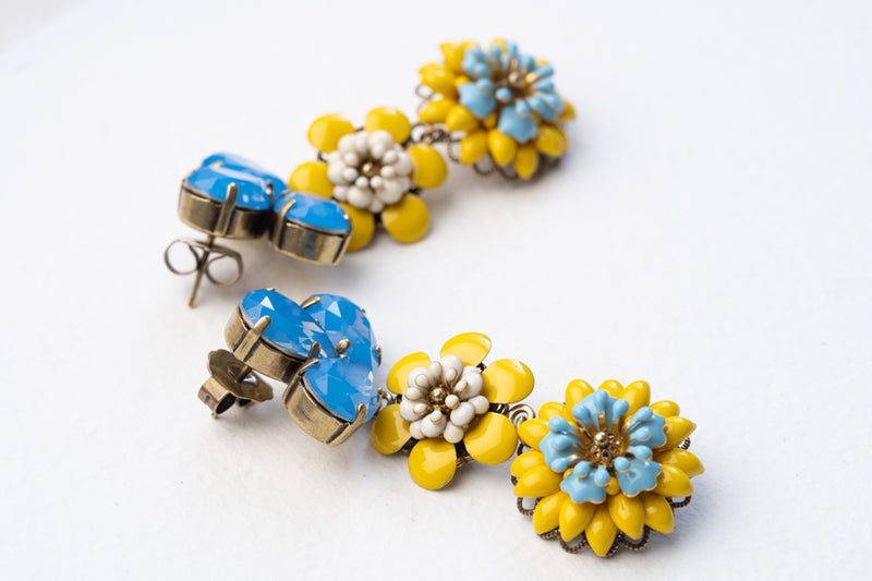 Julie Sion Camelia Trefle Blue Earrings