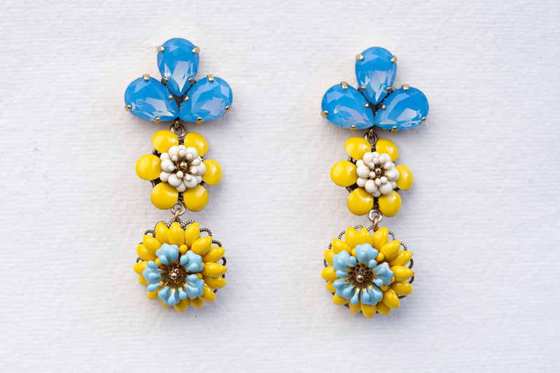 Julie Sion Camelia Trefle Blue Earrings