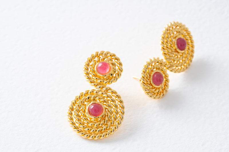 Sylvia Toledano Spirale Pink Jade Earrings