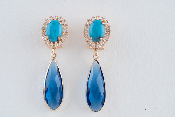 Anton Heunis Crystal & Blue Teardrop Pendant Earrings