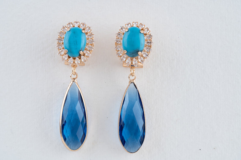 Anton Heunis Crystal & Blue Teardrop Pendant Earrings