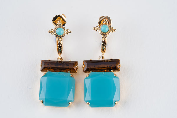 Julie Sion Turquiose Creole Caramel Earrings