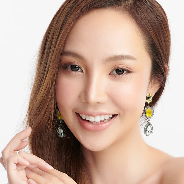 Anton Heunis Yellow Triple Tear Chandelier Earrings