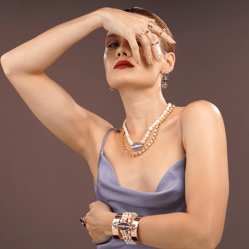 Cristina Sabatini Inspire Pearl Necklace Lapis