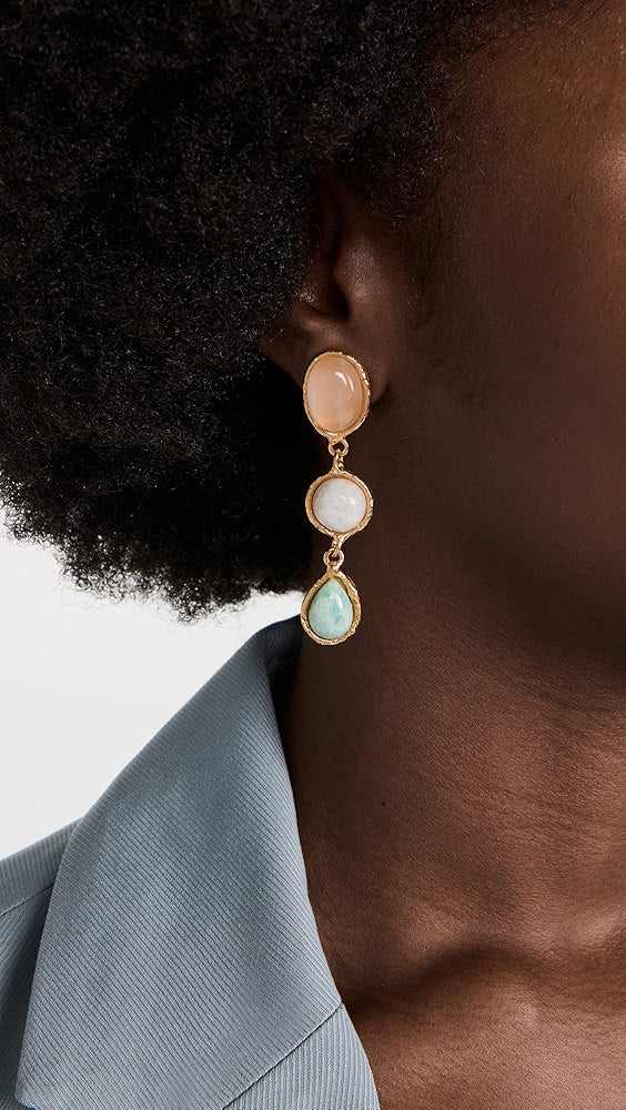 Sylvia Toledano Pink Quartz,Moonstone,Amazonite Cascade Earrings