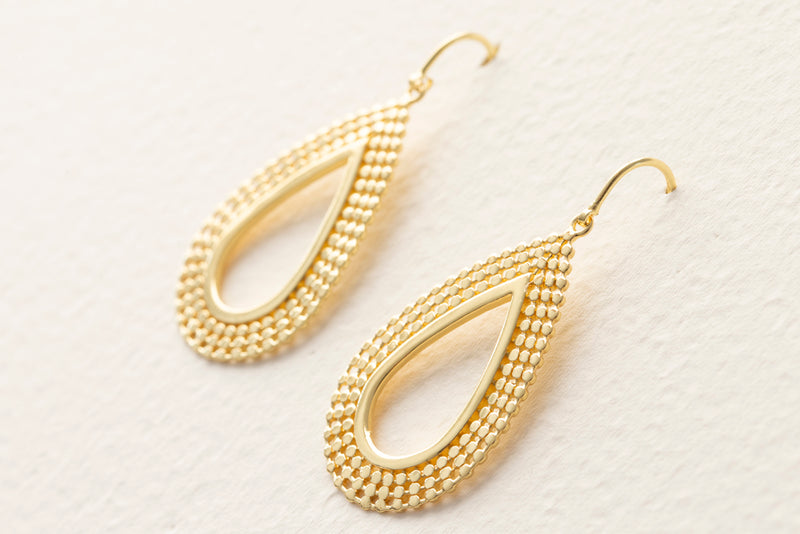 Azuni Etrusca Large Gold Teardrop Earrings