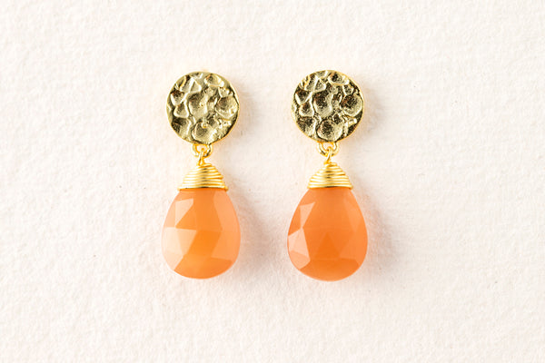 Azuni Athena Drop Earrings Peach Moonstone