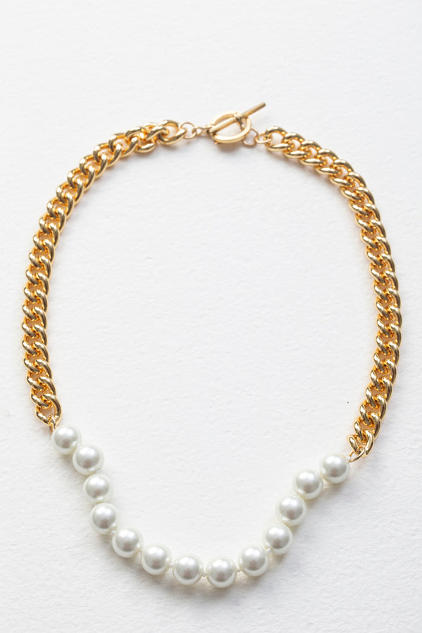 Kenneth Jay Lane Gold Chain and Pearl Necklace