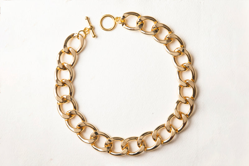 Kenneth Jay Lane Polished Gold Link Necklace