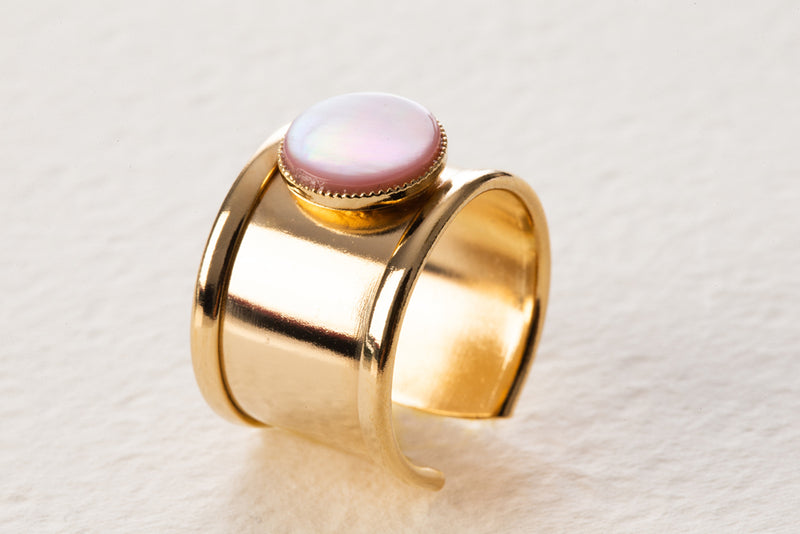 Fabien Ajzenberg Wide Pink Mother of Pearl Ring