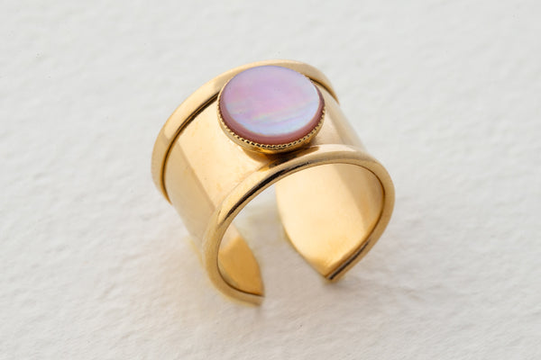 Fabien Ajzenberg Wide Pink Mother of Pearl Ring