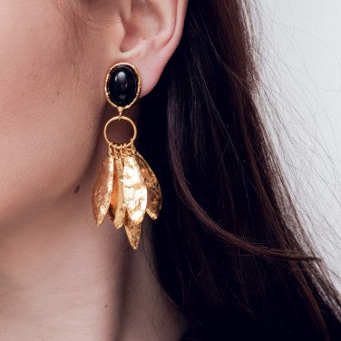 Sylvia Toledano Artsy Gold and Black Onyx Earrings