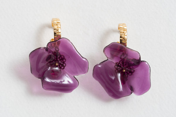 Julie Sion Purple Poppy Earrings