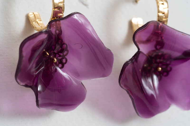 Julie Sion Purple Poppy Earrings