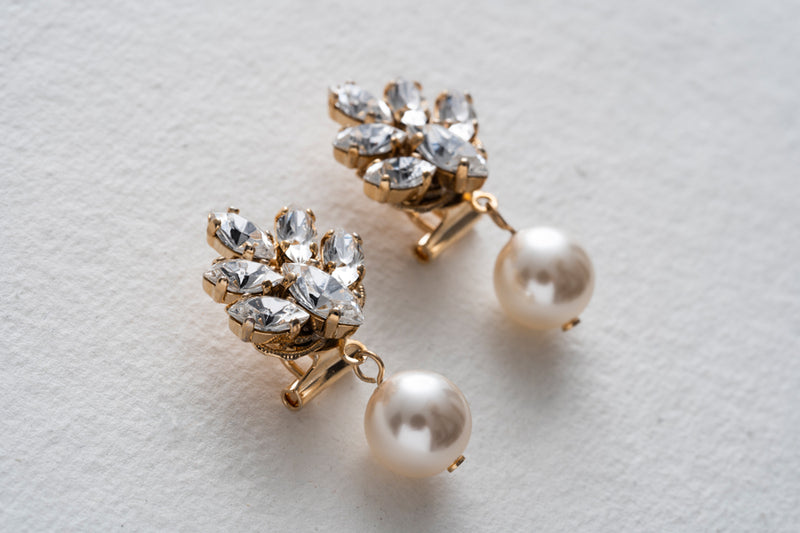 Anton Heunis Crystal Cluster & Pearl Pendant Earrings